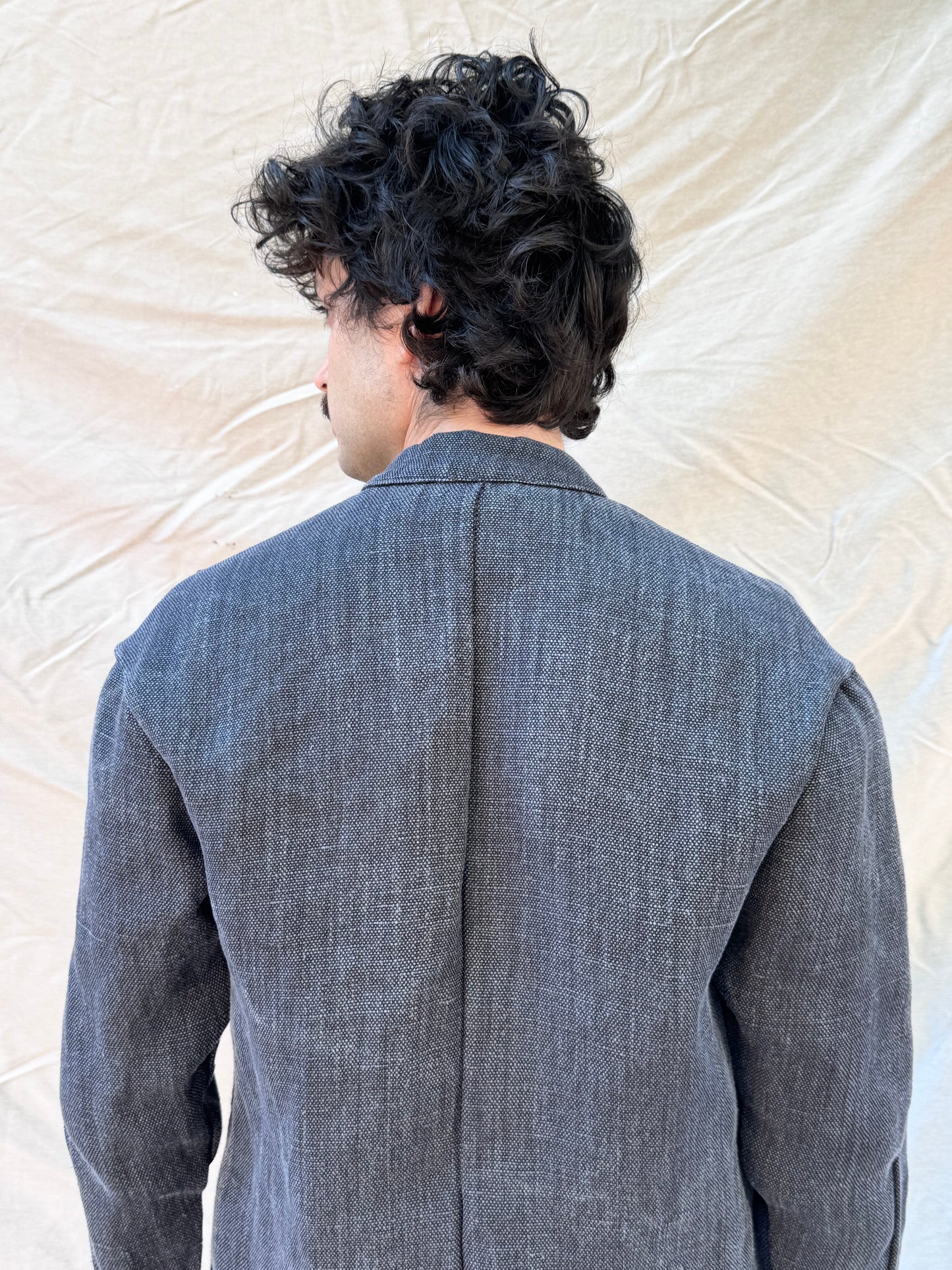 FW25 || FAULTED SHOULDER WORK SHIRT|| 100%  LINEN || CARBON + BLACK