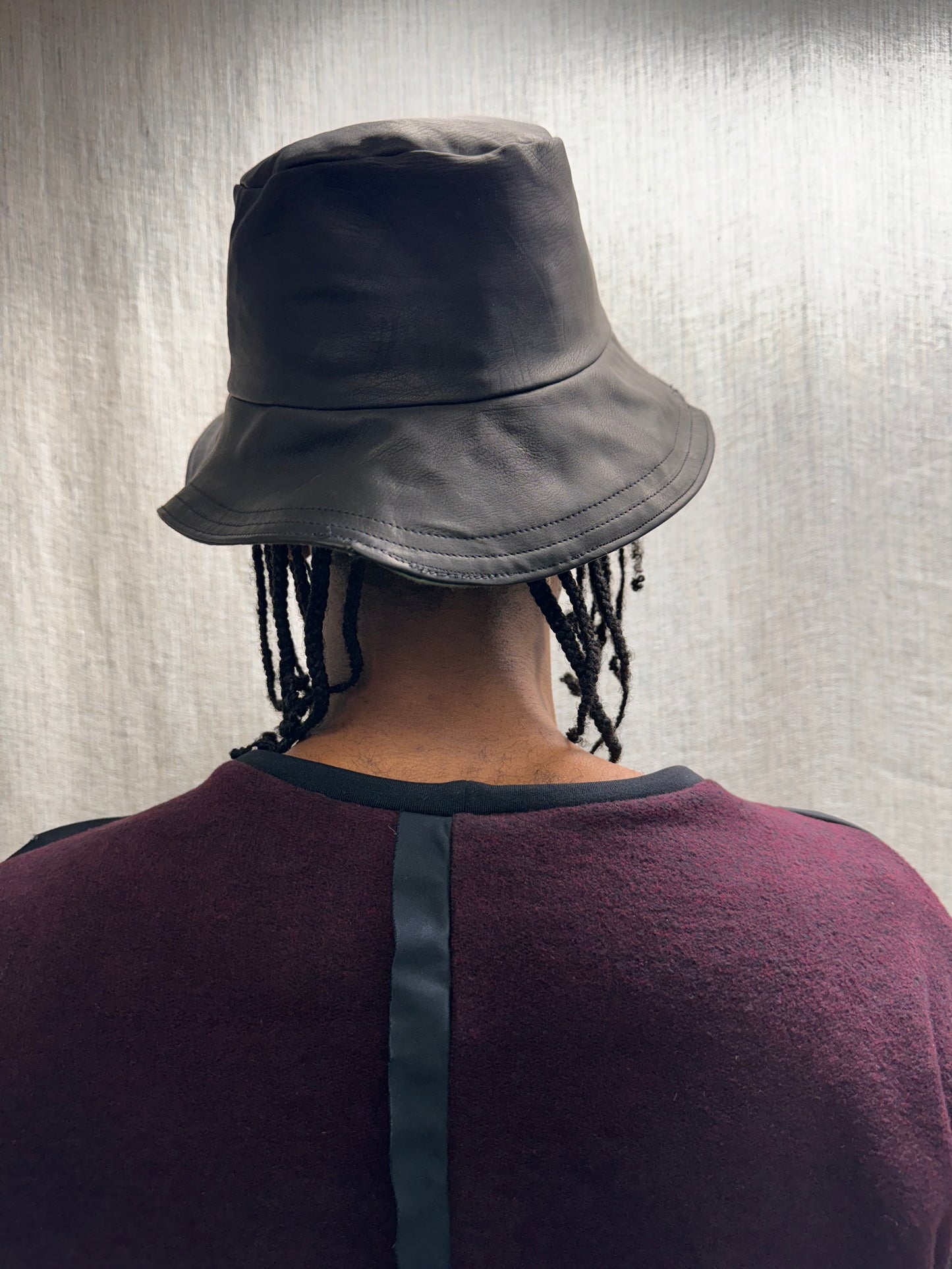 FW24 || REVERSIBLE LEATHER BUCKET HAT || BLACK