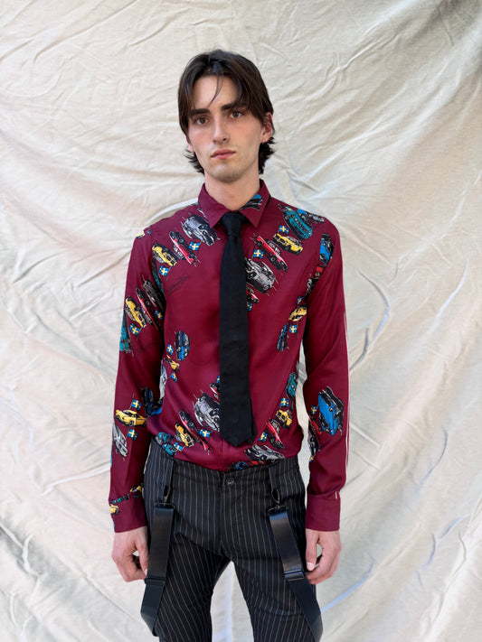 FW25 || CLASSIC FIT SILK SHIRT || 100% SILK CAR PRINT