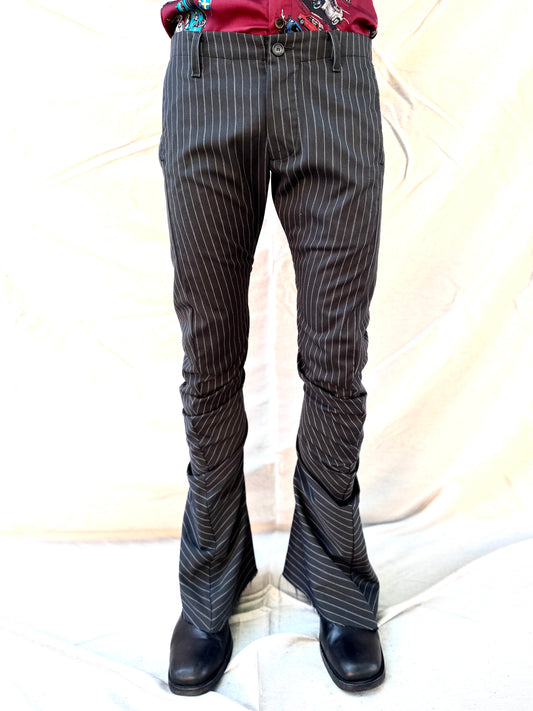FW25 || TAILORED BOOT CUT DNA  DRESS PANTS|| 100% WOOL - PINSTRIPE
