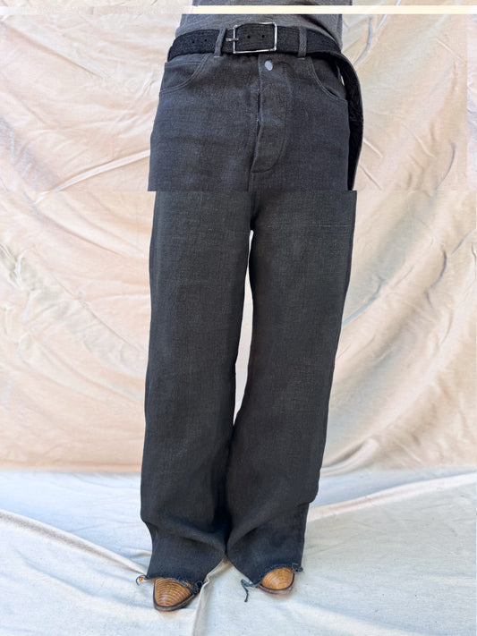 FW25 || GODDE JEANS ||OVERDYED HEAVY LINEN - BLACK