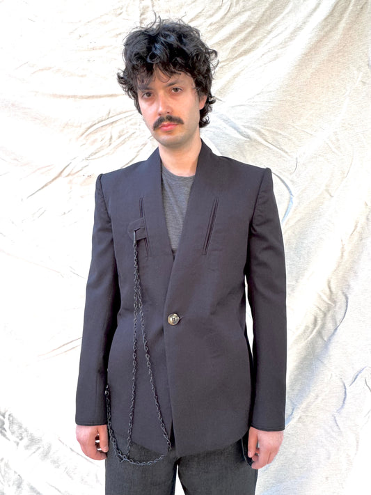 FW25 || SHAWL COLLAR ZAGODA 4 POCKET BLAZER || BLACK WOOL