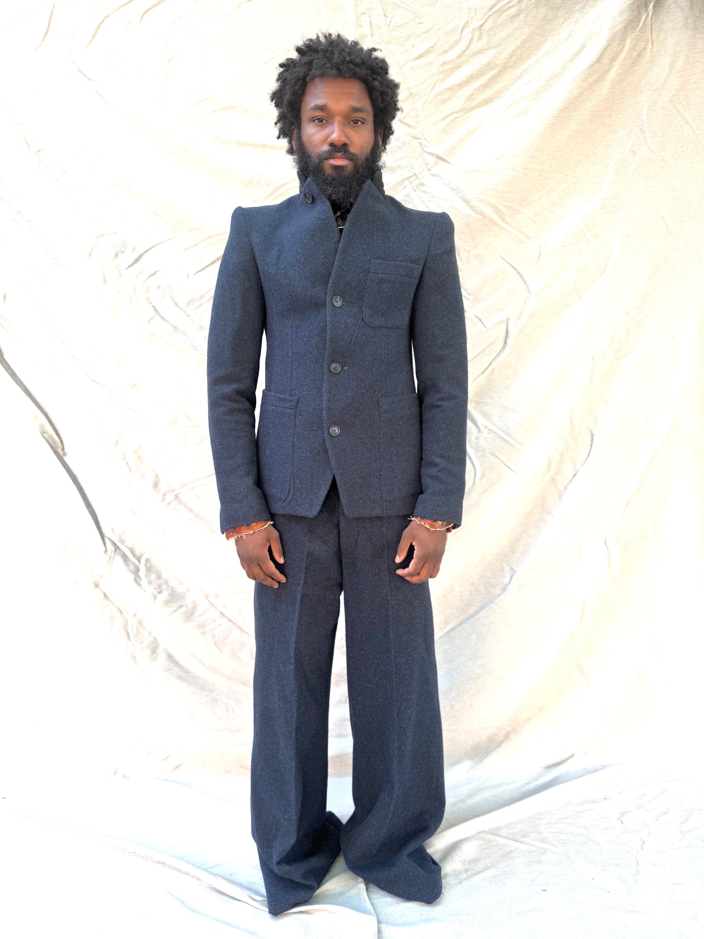 FW25 ||BUTTON POCKET GODDE PANTS|| 100% WOOL - MIDNIGHT