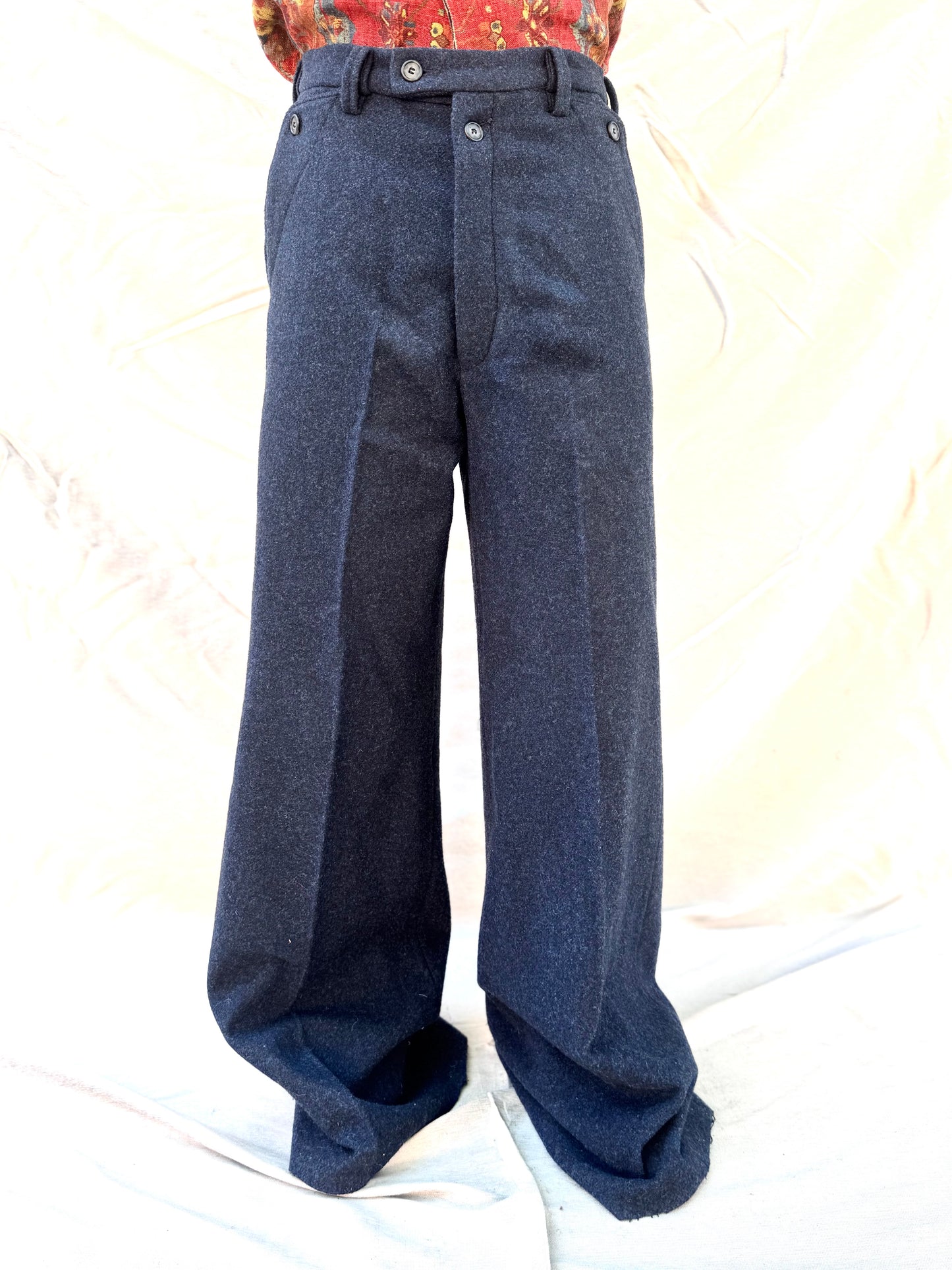 FW25 ||BUTTON POCKET GODDE PANTS|| 100% WOOL - MIDNIGHT