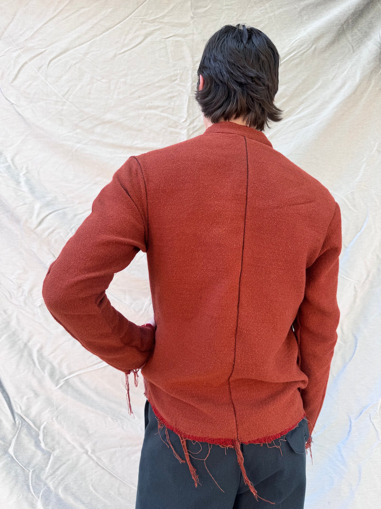 FW25 || FAULTED SHOULDER WORK SHIRT|| COTTON LINEN || RED