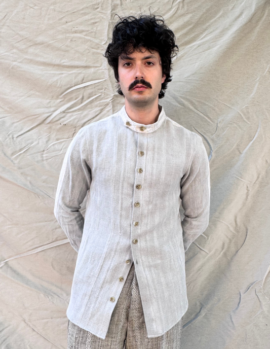 FW25 || FAULTED SHOULDER .5 CLASSIC SHIRT|| 100%  LINEN || ECRU