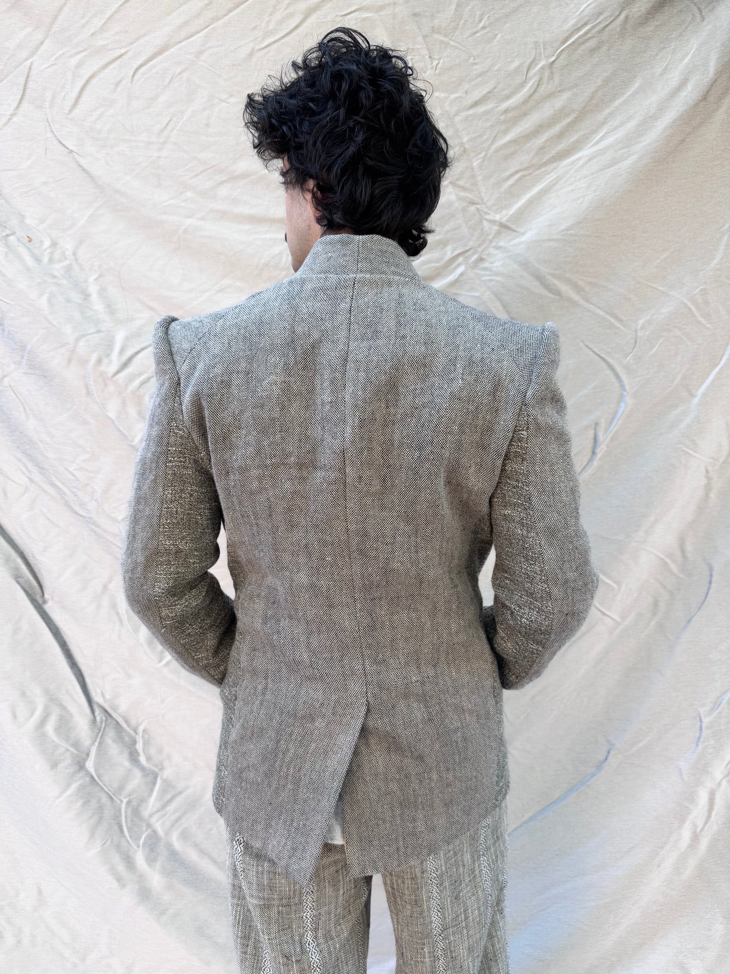 FW25 || SHAWL COLLAR ZAGODA 4 POCKET BLAZER || SPECKLED  SAND LINEN