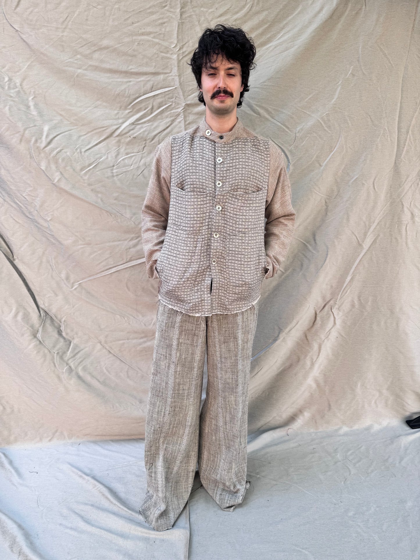 FW25 || FAULTED SHOULDER WORK SHIRT|| COTTON LINEN || ECRU