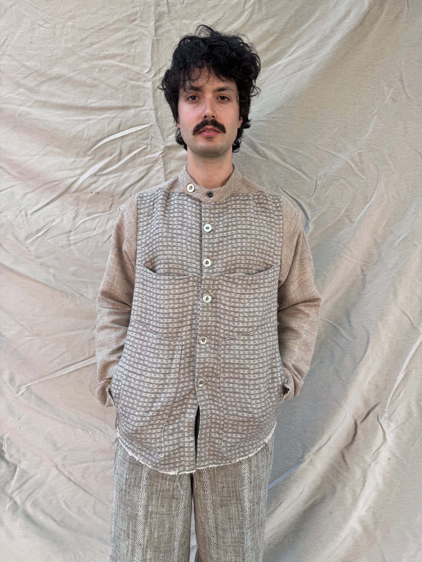 FW25 || FAULTED SHOULDER WORK SHIRT|| COTTON LINEN || ECRU