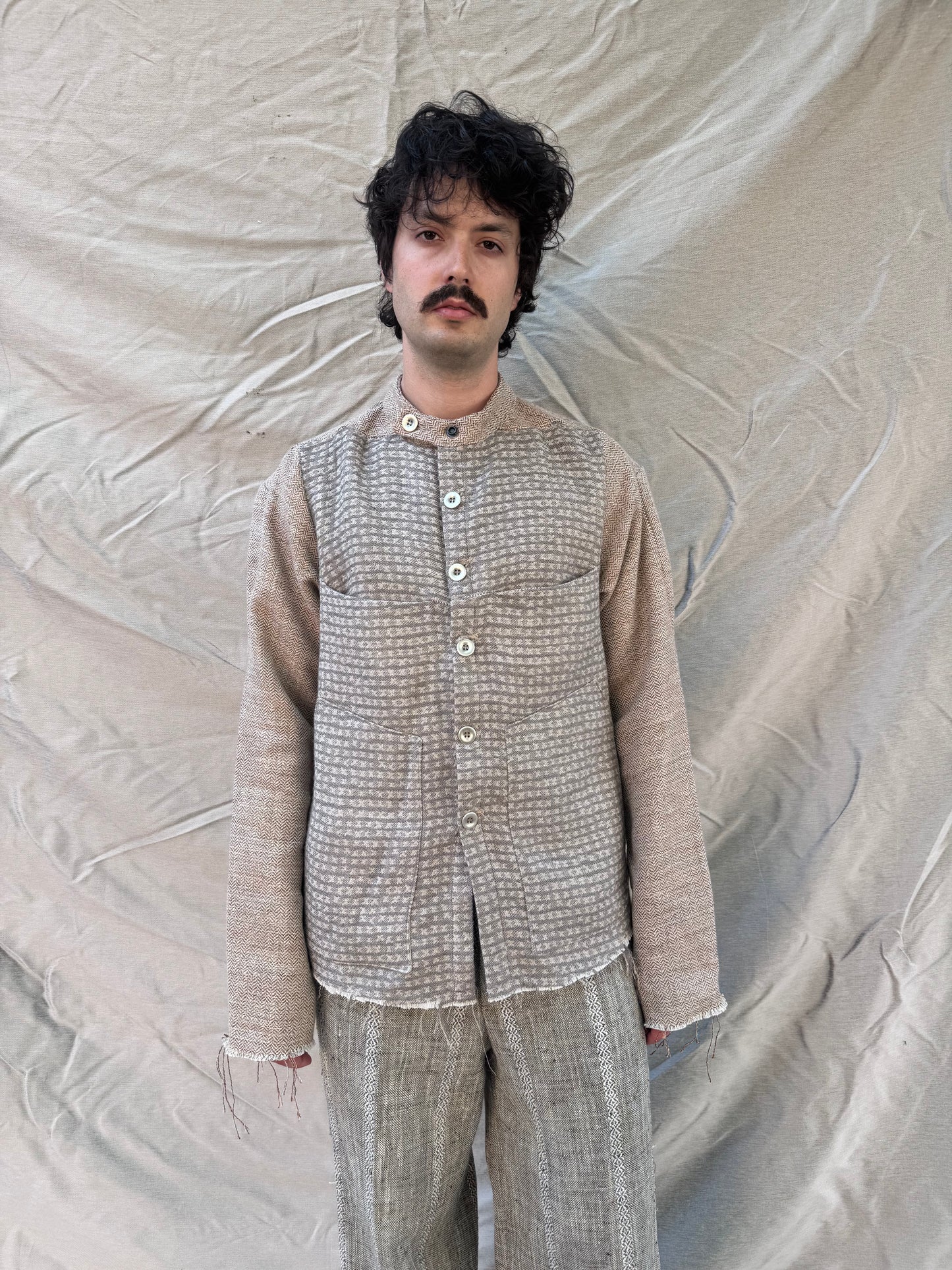 FW25 || FAULTED SHOULDER WORK SHIRT|| COTTON LINEN || ECRU