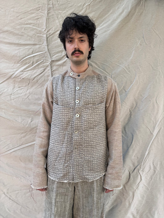 FW25 || FAULTED SHOULDER WORK SHIRT|| COTTON LINEN || ECRU