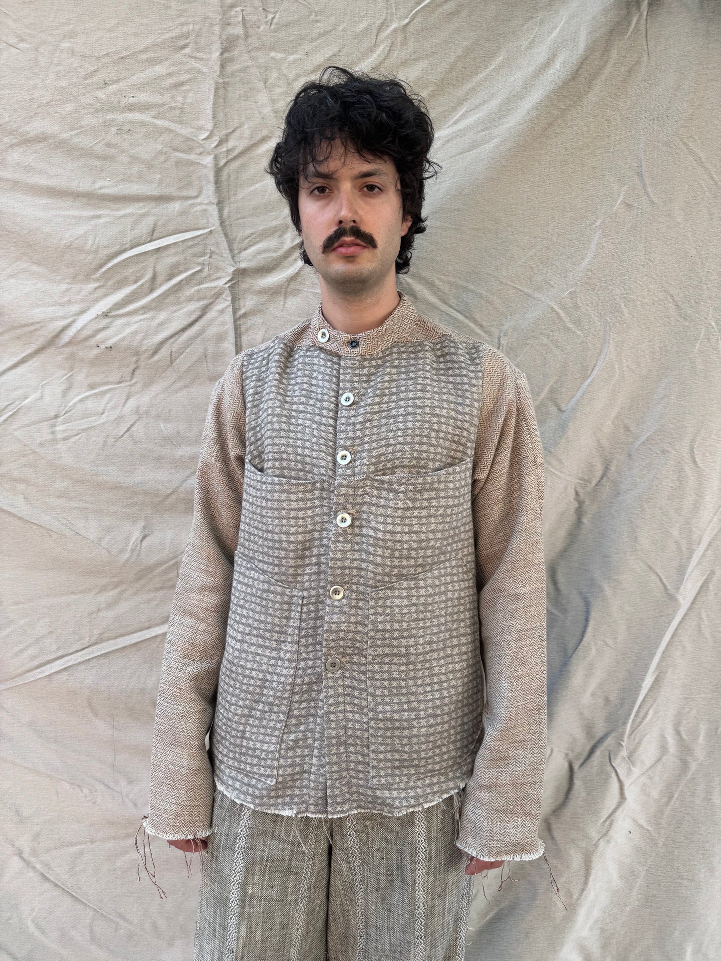 FW25 || FAULTED SHOULDER WORK SHIRT|| COTTON LINEN || ECRU