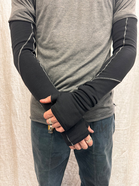 FW24 || OVERLOCKED LONG ARM GAUNTLETS || BLACK KNIT