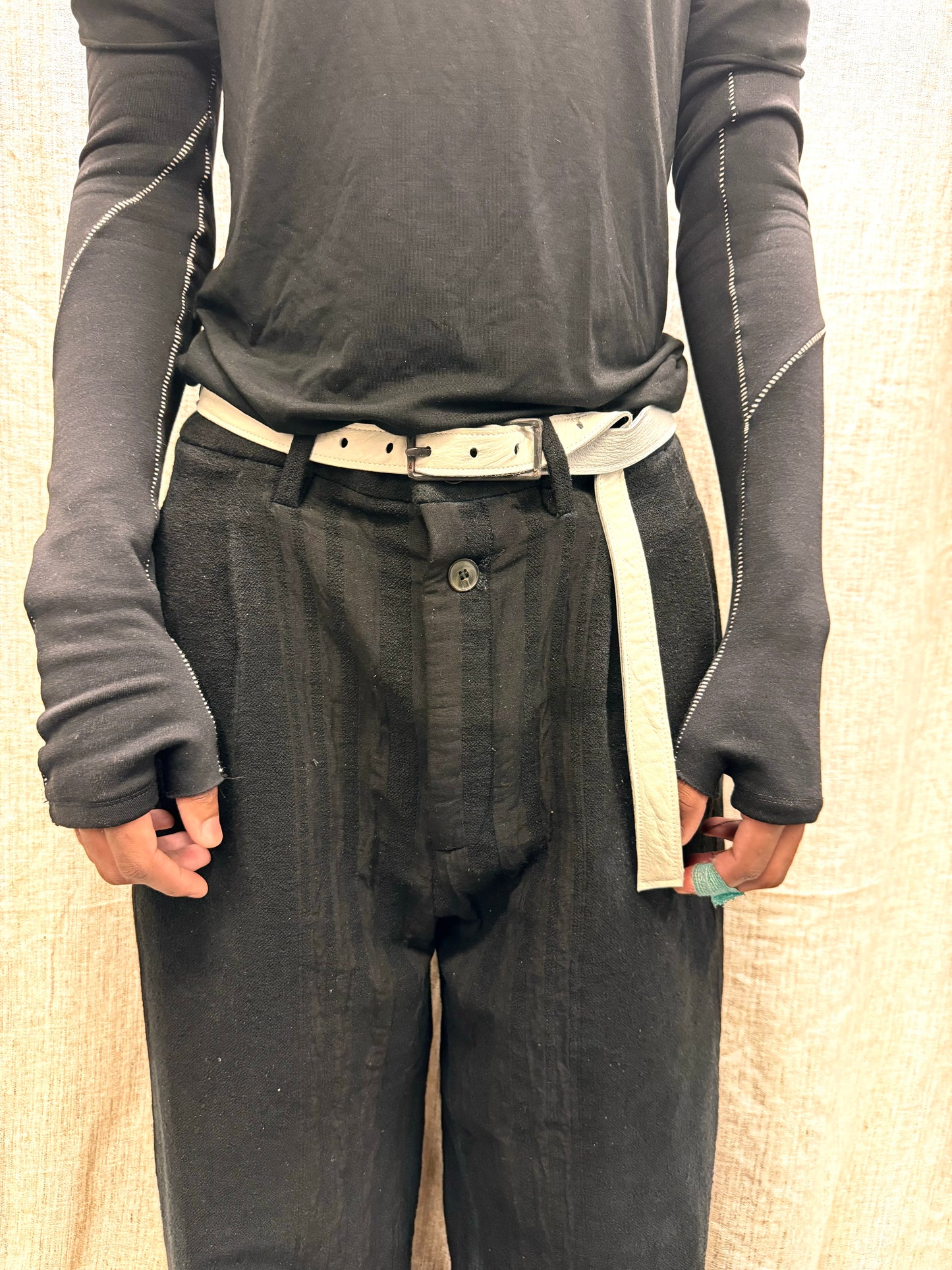 FW24 || HAND MADE BUCKLE 1" BELT || WHITE MOONSTAR