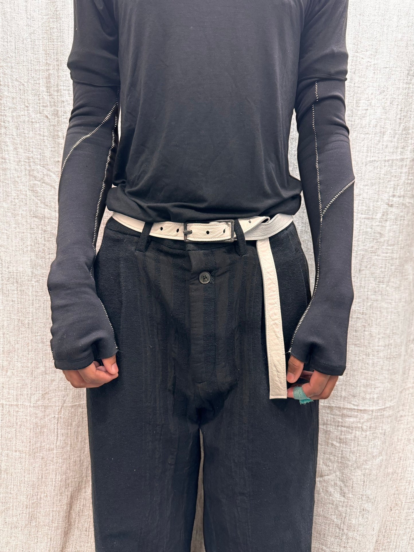 FW24 || HAND MADE BUCKLE 1" BELT || WHITE MOONSTAR