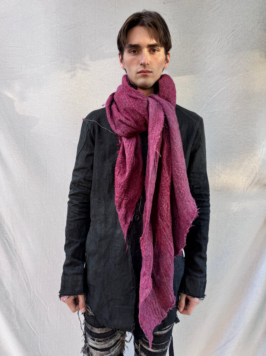 FW25 || LARGE BOILED WOOL BROCADE STOLE || RED
