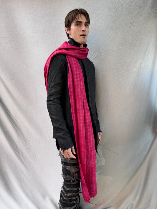 FW25 || OVERDYED SILK RIDGE SCARF || 100% SILK || RED