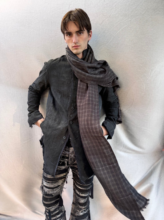 FW25 || OVERDYED SILK RIDGE SCARF || 100% SILK || BLACK