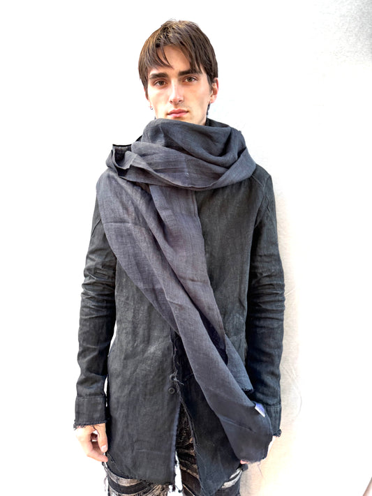 FW25 || CLASSIC LONG SLIM SCARF || LINEN - BLACK