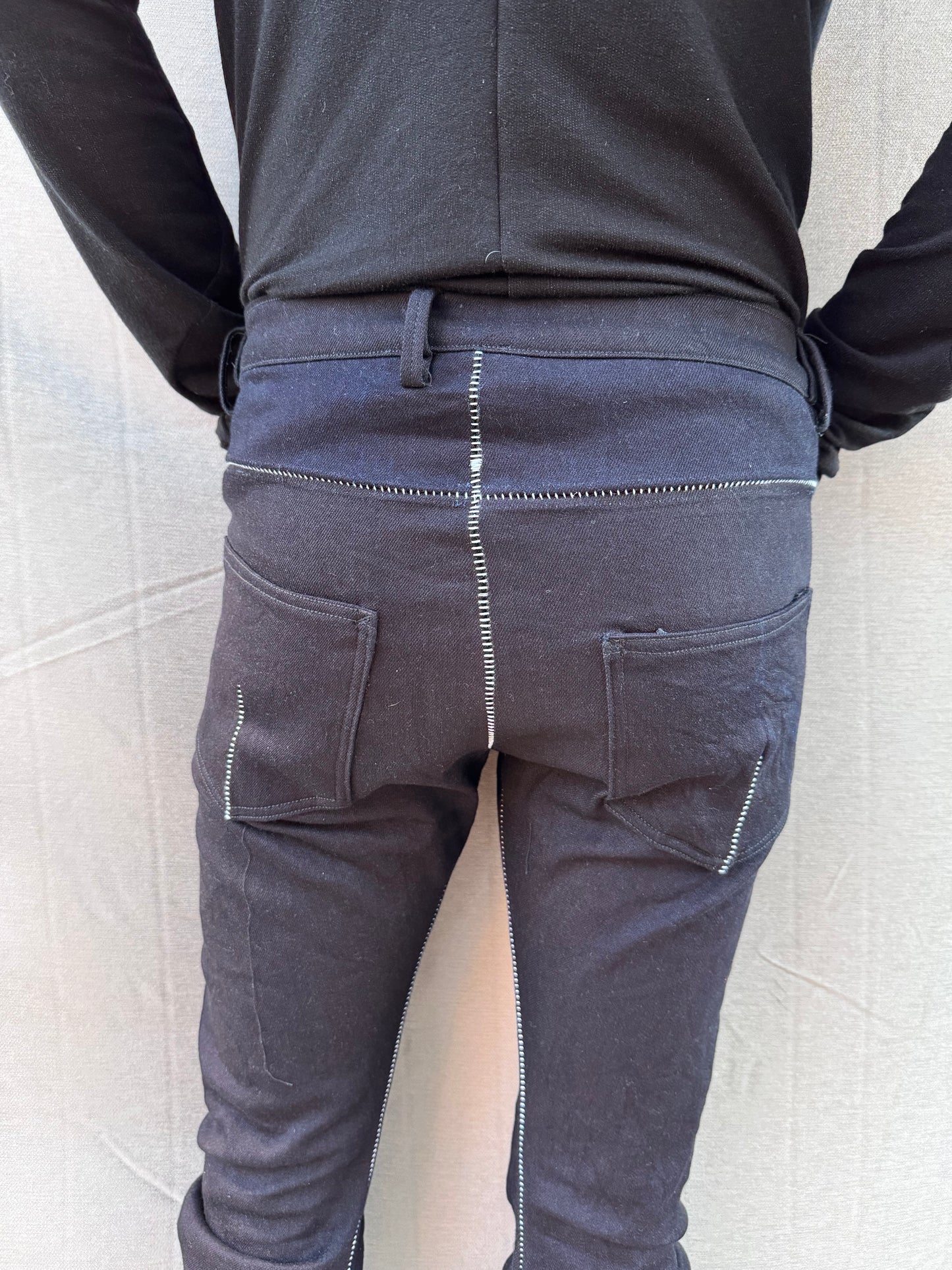 FW25 ||  BOOT CUT OVERLOCKED  DNA JEANS ||BLACK - OVERDYED