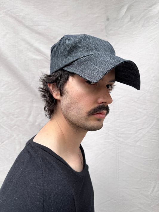 FW25 || EXTENDED SQUARE BILL ZB HAT || BLACK HERRINGBONE