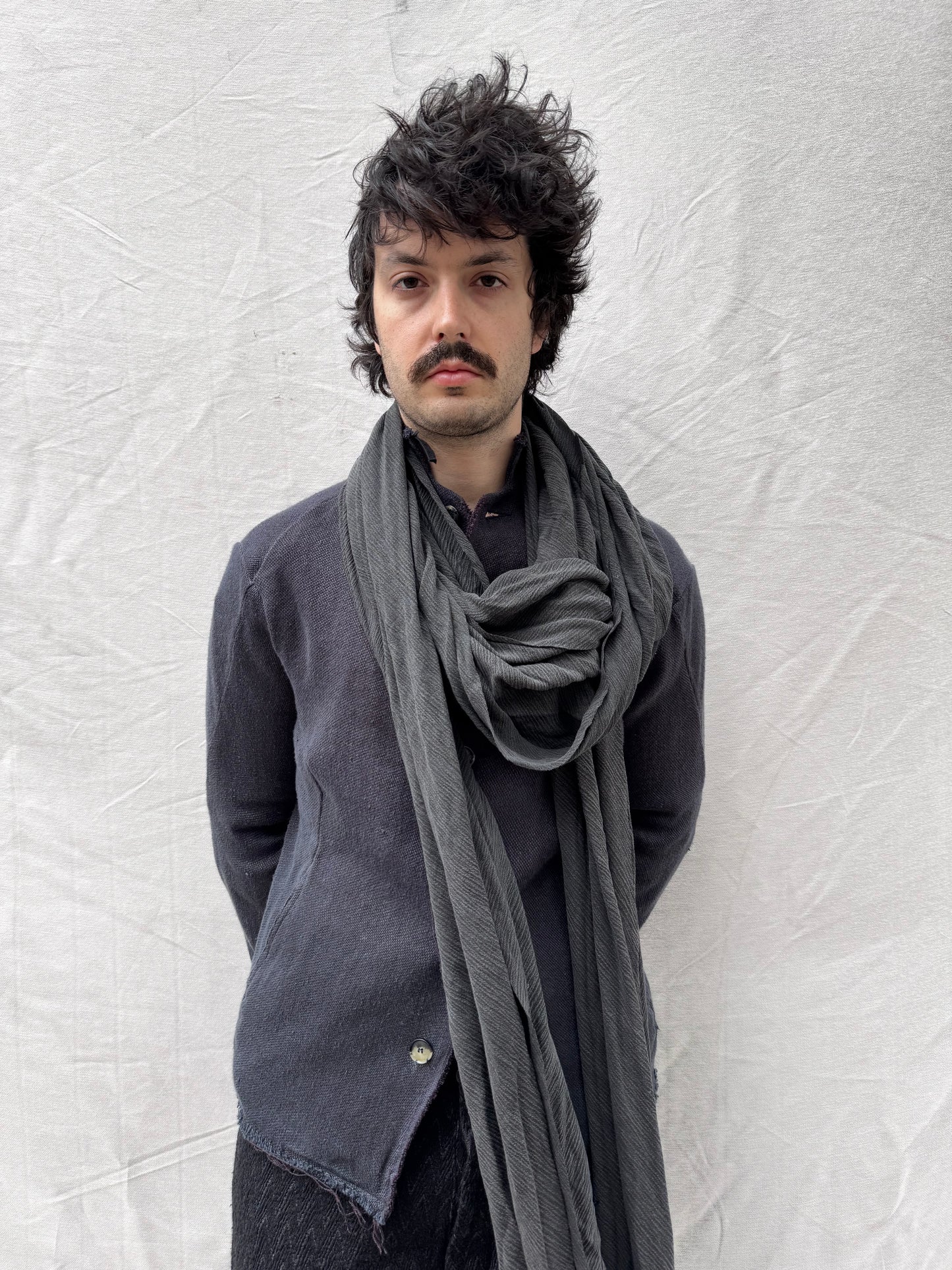 FW25 || BIAS CUT “SLITHERER” SCARF || RAYON  - WASHED GREY