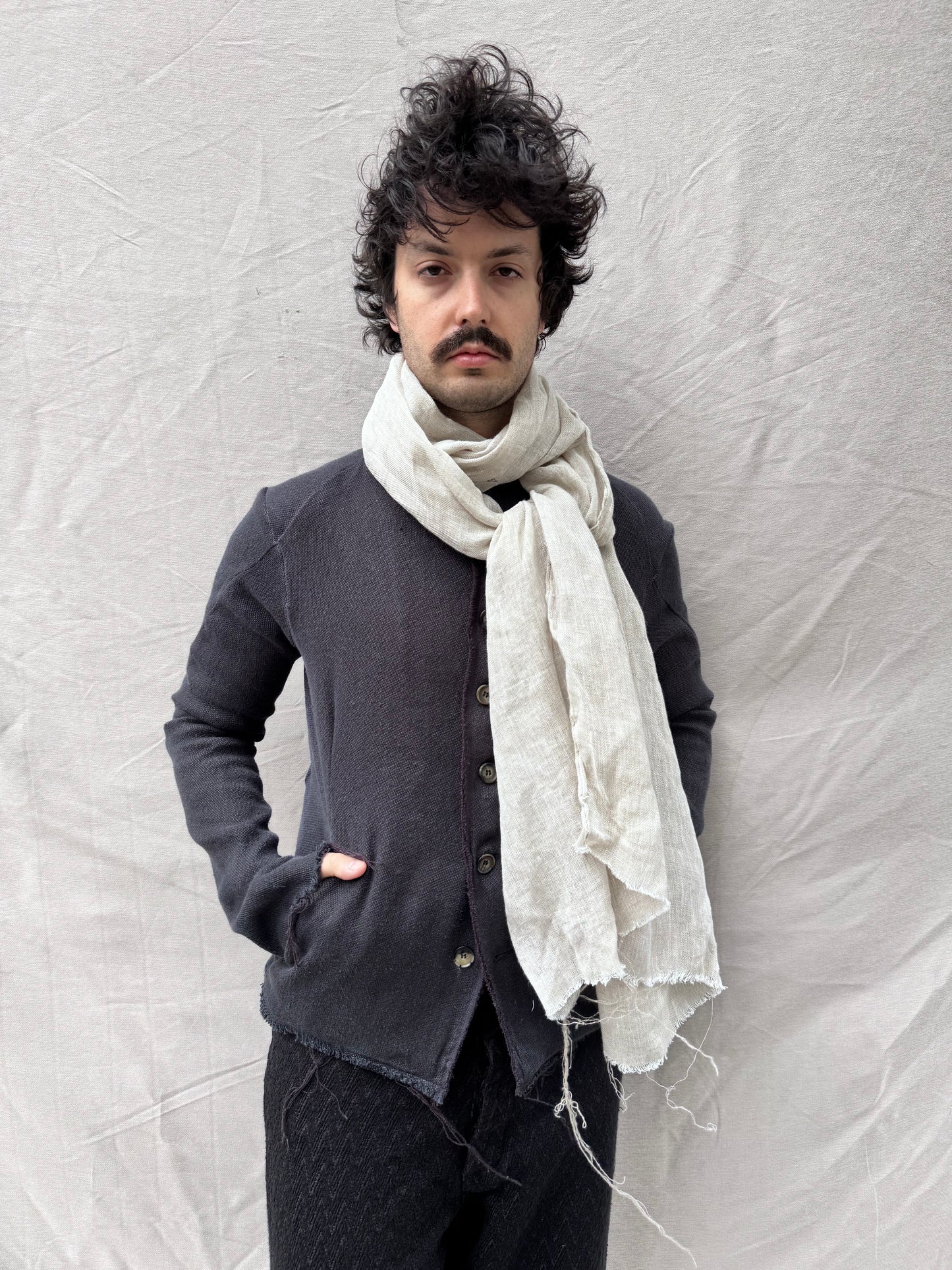 FW25 || CLASSIC LONG SLIM SCARF || LINEN - ECRU
