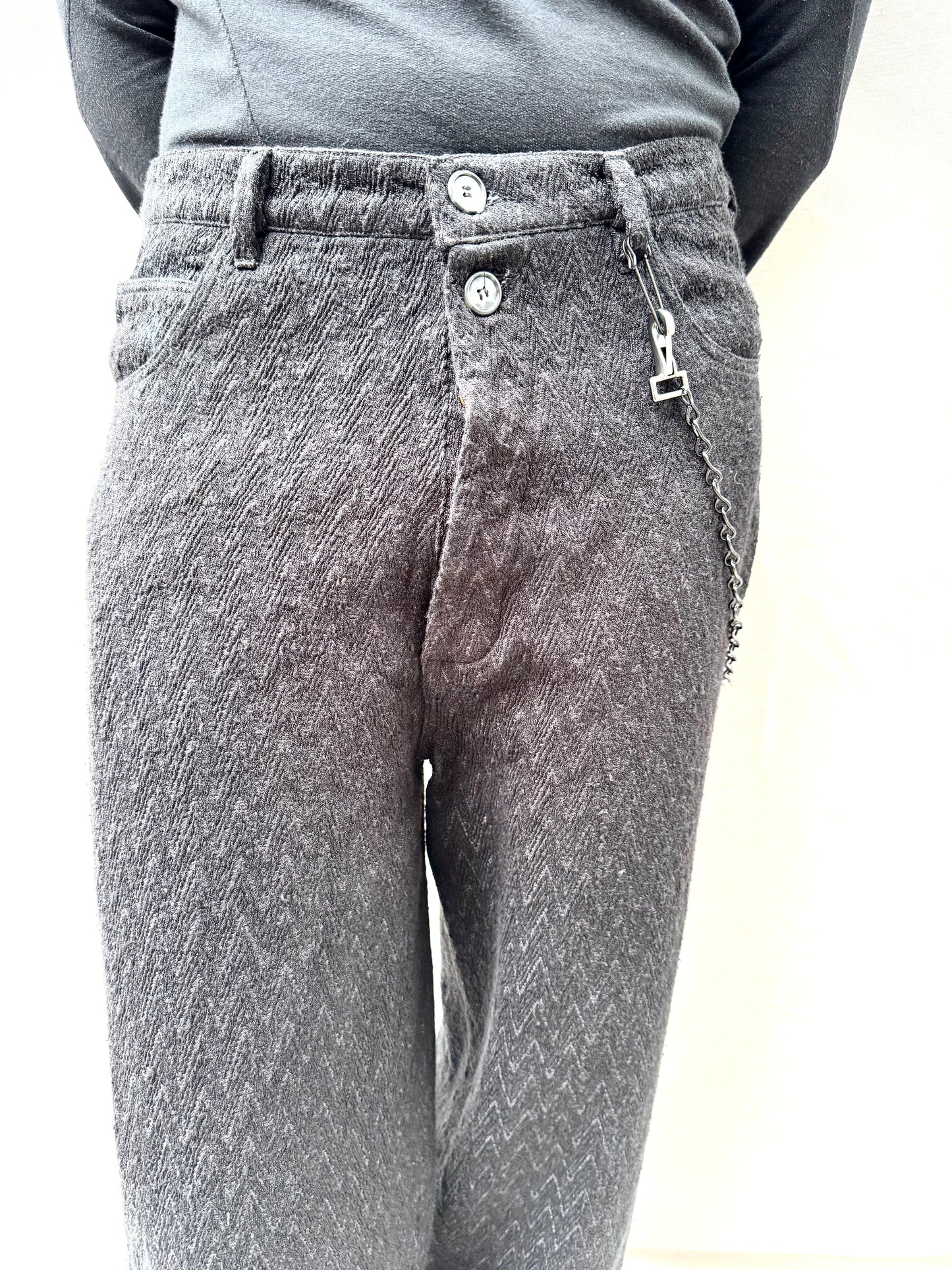 FW25 ||CROPPED PINNED HEM GODDE JEANS ||EMBROIDERED SILK ON LINEN