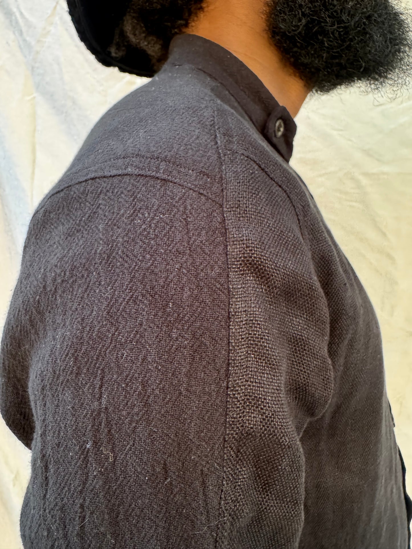 FW25 || FAULTED SHOULDER .5 CLASSIC SHIRT||  LINEN + COTTON || BLACK