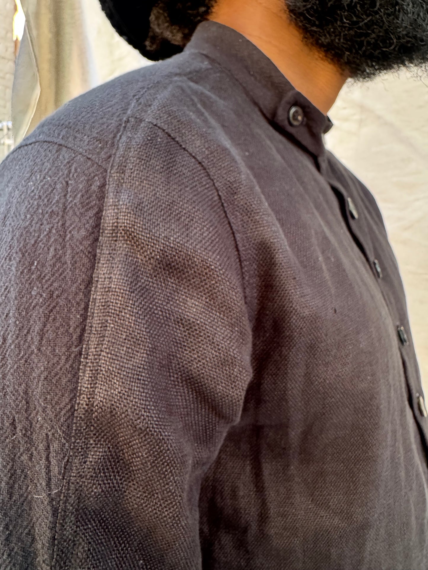 FW25 || FAULTED SHOULDER .5 CLASSIC SHIRT||  LINEN + COTTON || BLACK