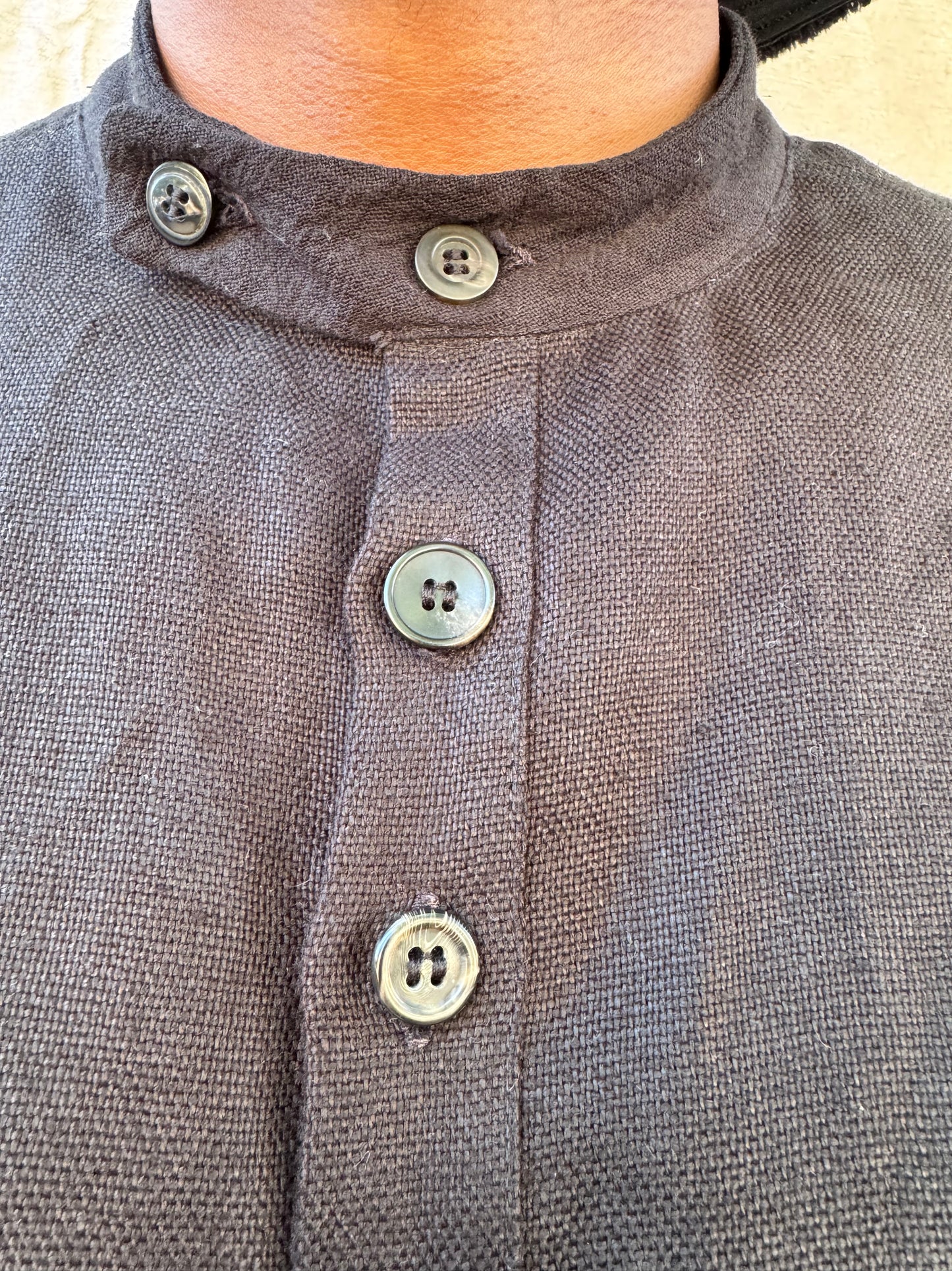 FW25 || FAULTED SHOULDER .5 CLASSIC SHIRT||  LINEN + COTTON || BLACK