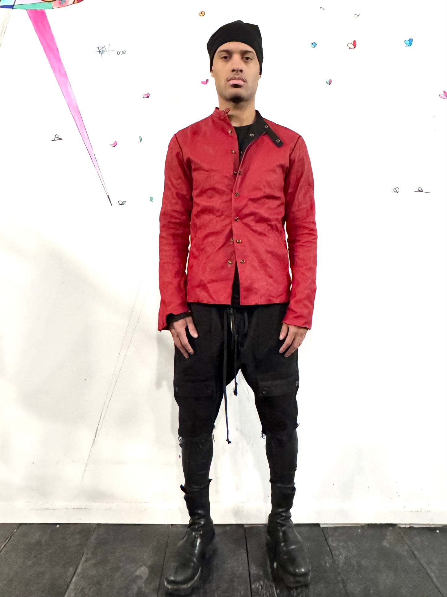 SS26 || FAULTED SHOULDER REVERSIBE SHIRT JACKET || CALFHIDE + COTTON