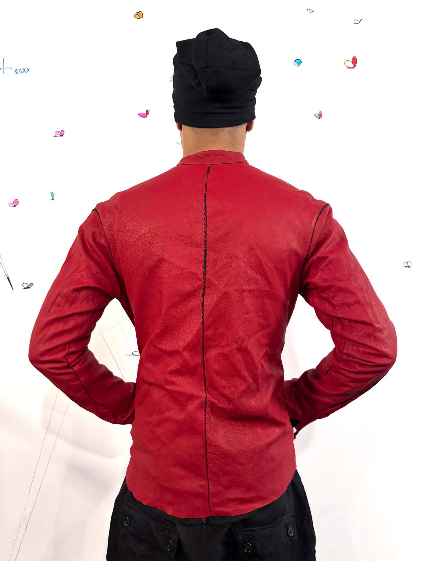 SS26 || FAULTED SHOULDER REVERSIBE SHIRT JACKET || CALFHIDE + COTTON