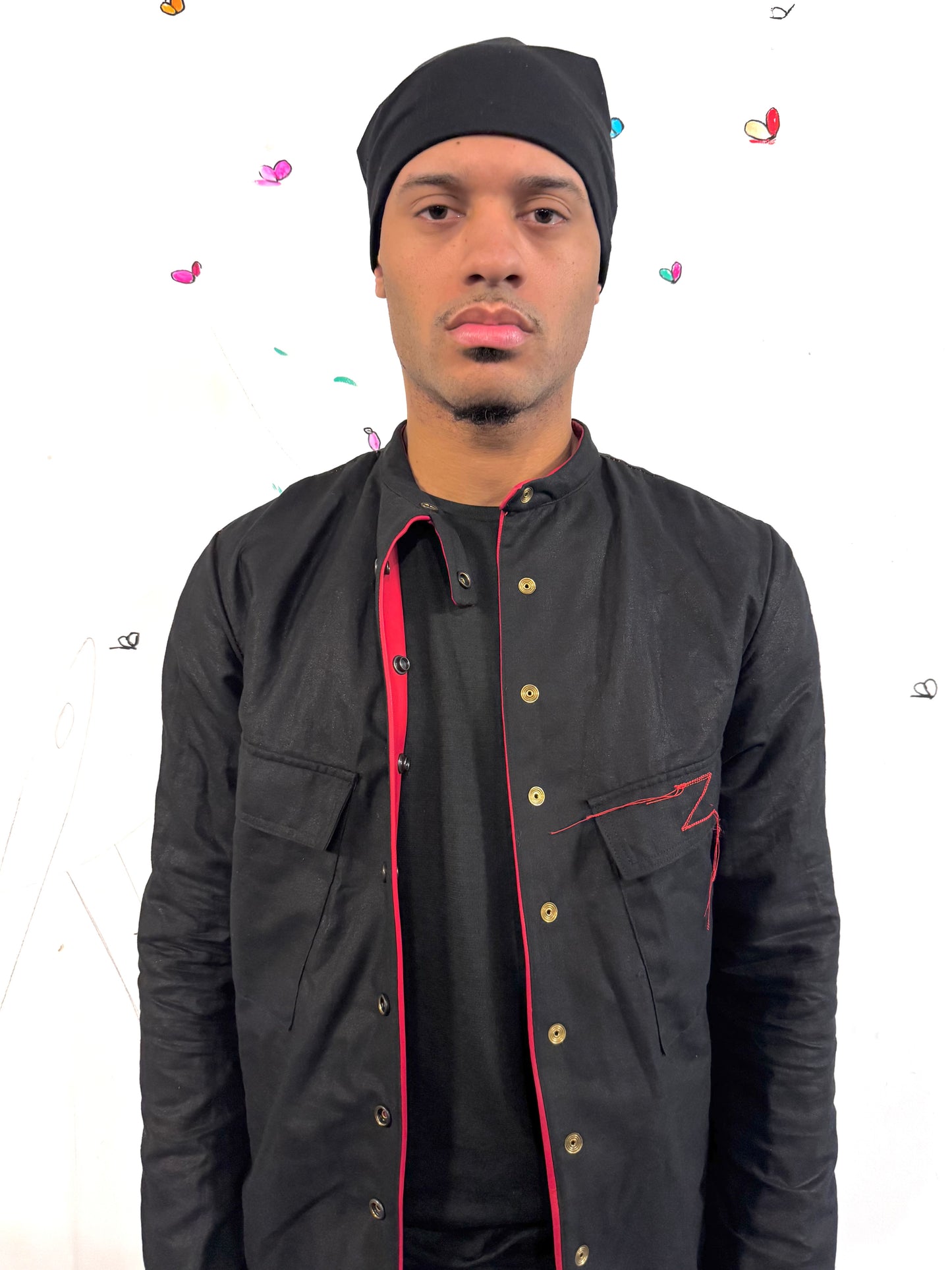 SS26 || FAULTED SHOULDER REVERSIBE SHIRT JACKET || CALFHIDE + COTTON