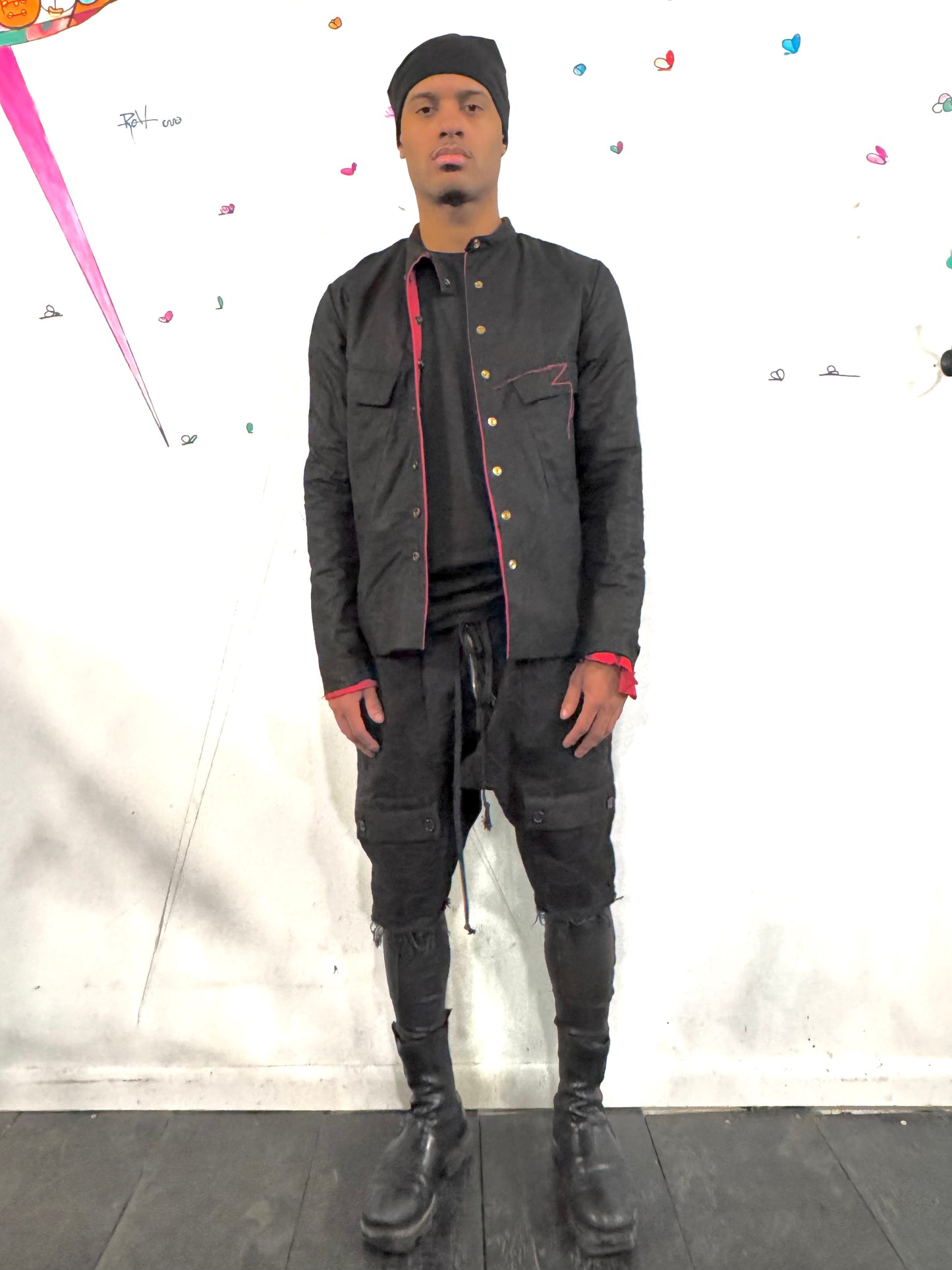 SS26 || FAULTED SHOULDER REVERSIBE SHIRT JACKET || CALFHIDE + COTTON