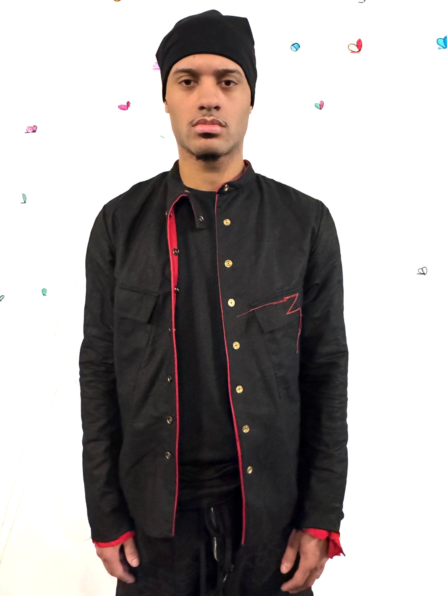 SS26 || FAULTED SHOULDER REVERSIBE SHIRT JACKET || CALFHIDE + COTTON