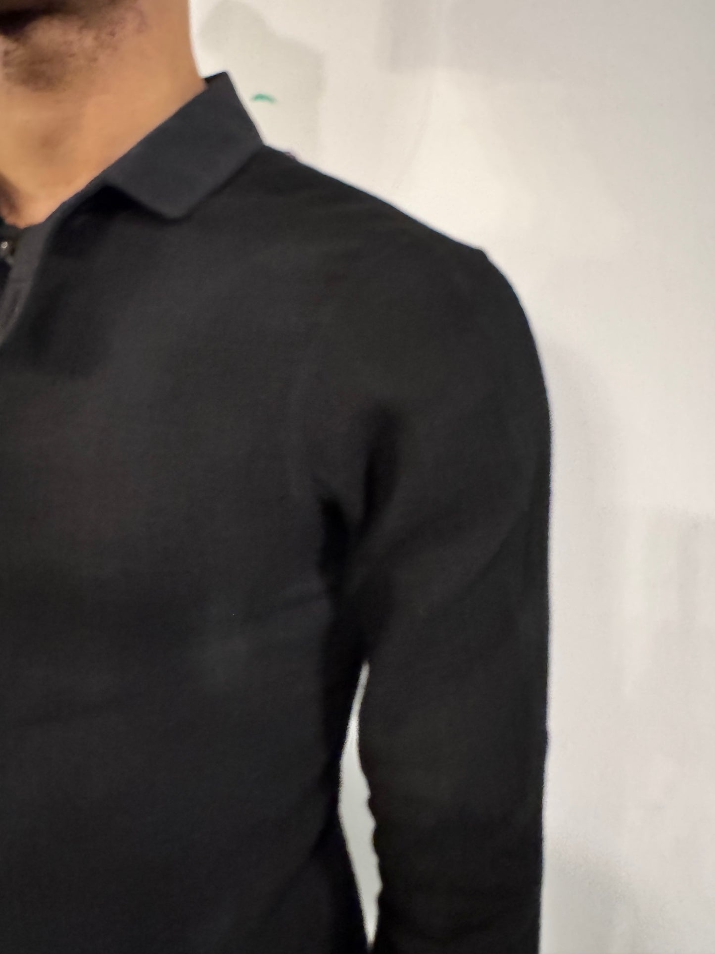 SS26 || FAULTED SHOULDER CRINKLED SHIRT || DOUBLE GAUZE COTTON BLK