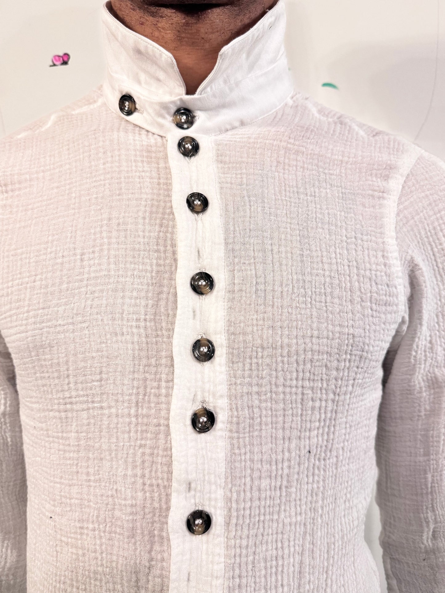 SS26 || FAULTED SHOULDER CRINKLED SHIRT || DOUBLE GAUZE COTTON