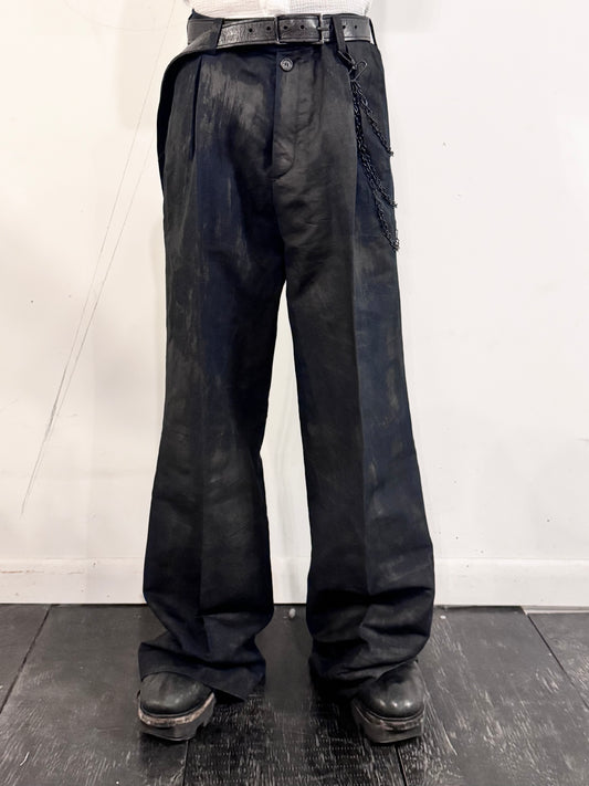 SS26 || PLEATED GODDE PANTS || VOLCANIC COATED COTTON LINEN