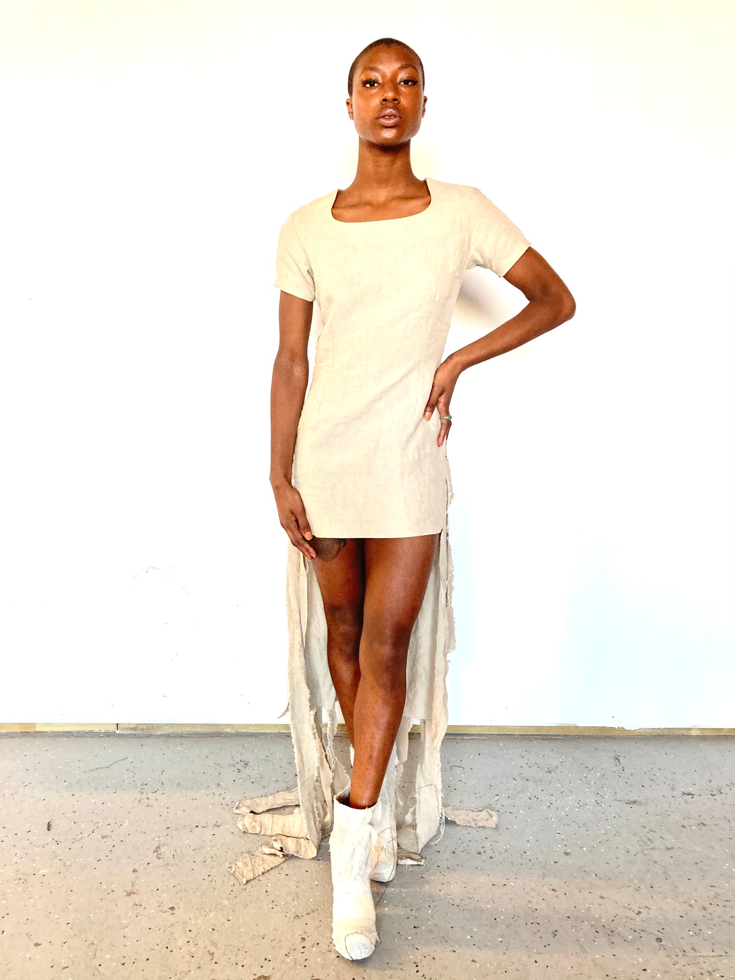 KNG13 || FEMME - LATTICE WORK "NOVEN" DRESS || 100% LINEN