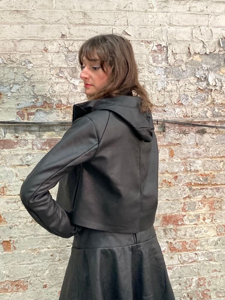 21.2 - LEATHER HENRIKSSON CROPPED HOODED JACKET ||BLACK||