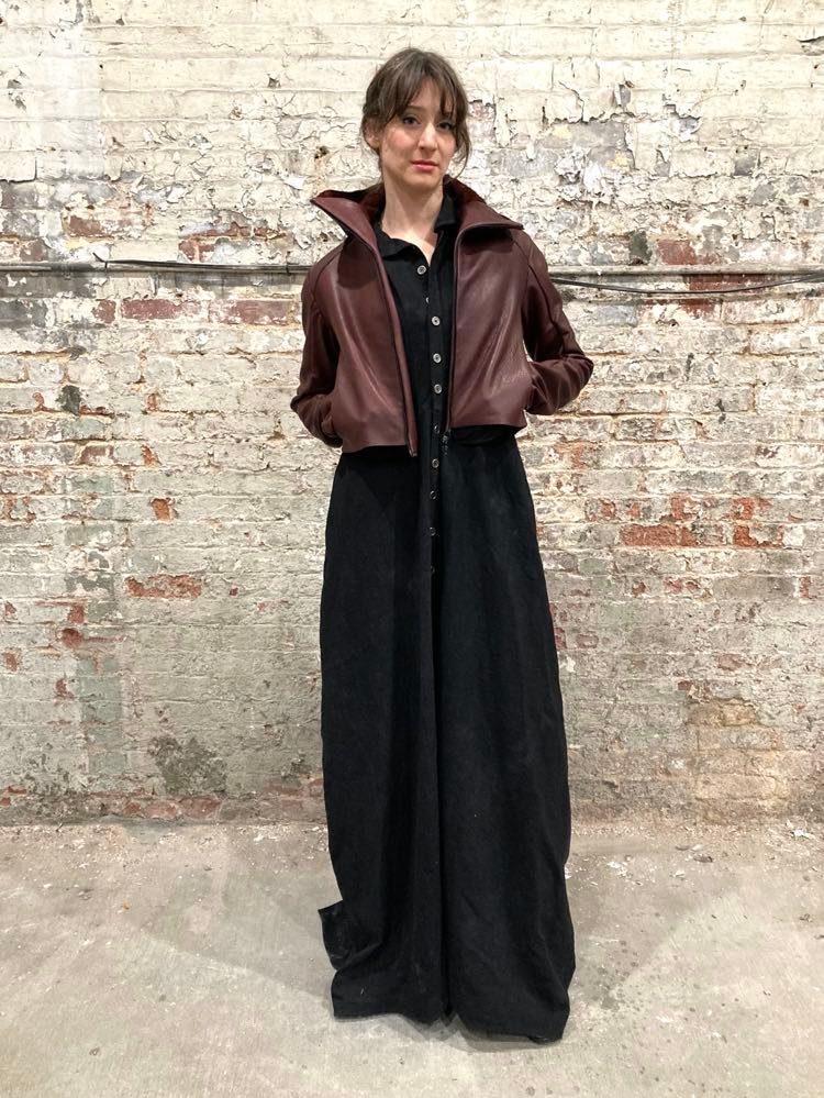 21.2 - LEATHER HENRIKSSON CROPPED HOODED JACKET ||MAROON||