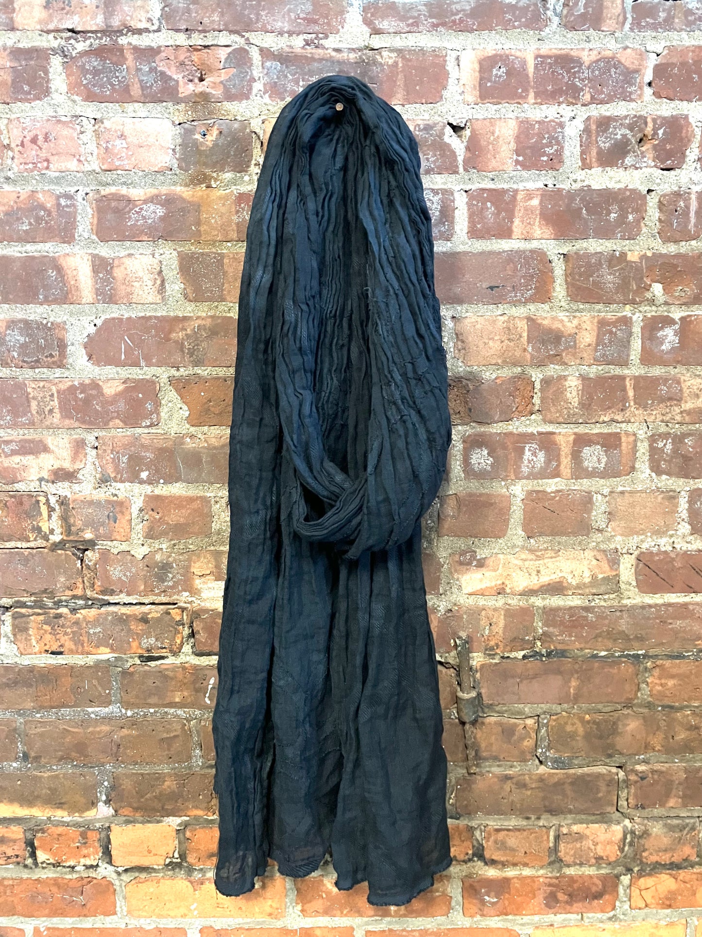SS23 LINEN DOUBLE WIDTH SCARF - WASHED BLACK