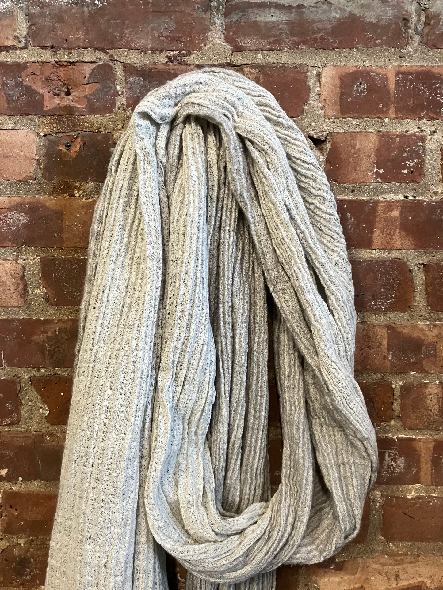 SS23 LINEN AND WOOL LARGE SCARF - ECRU