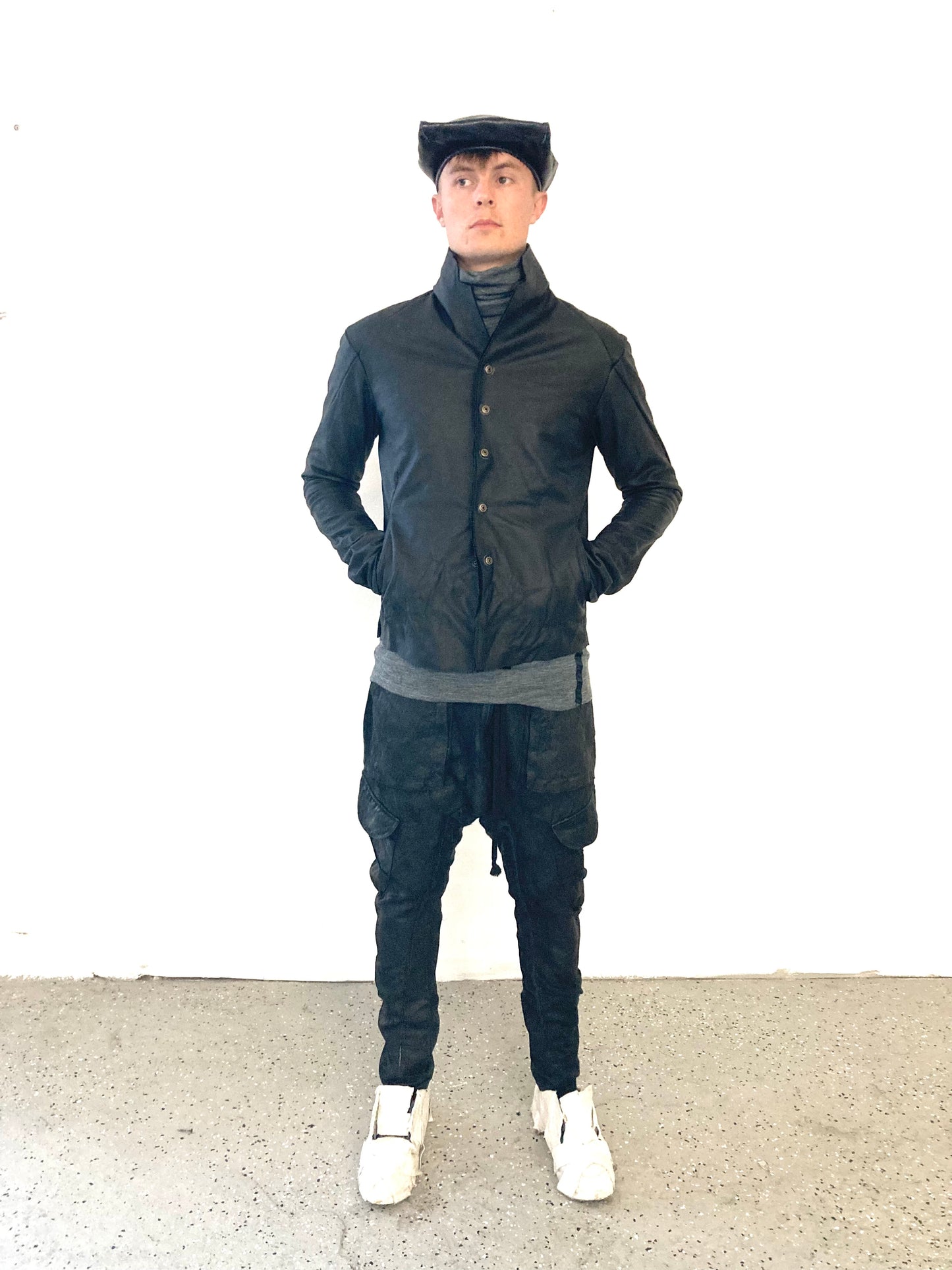 KNG13 || PROTOLOGICAL ARCHETYPE LEATHER SHIRT JACKET || BLACK