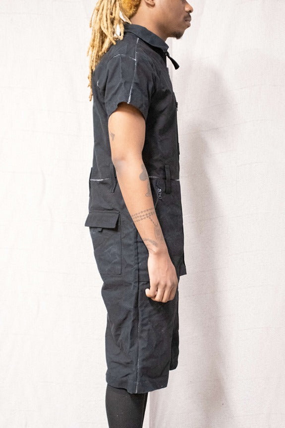 SS23 SHORT FULL BODY COVERALLS BLACK CANVAS