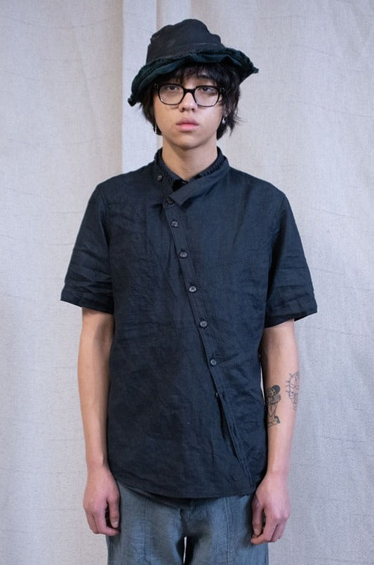 SS23 || DOUBLE FRONT SHORT SLEEVE SHIRT || OD BLACK