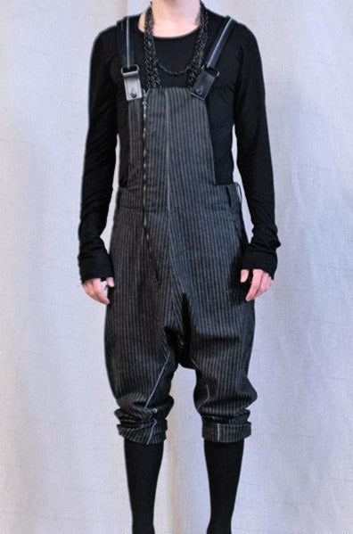 SS23 || CROPPED SUSPENDER COVERALLS - STRIPE