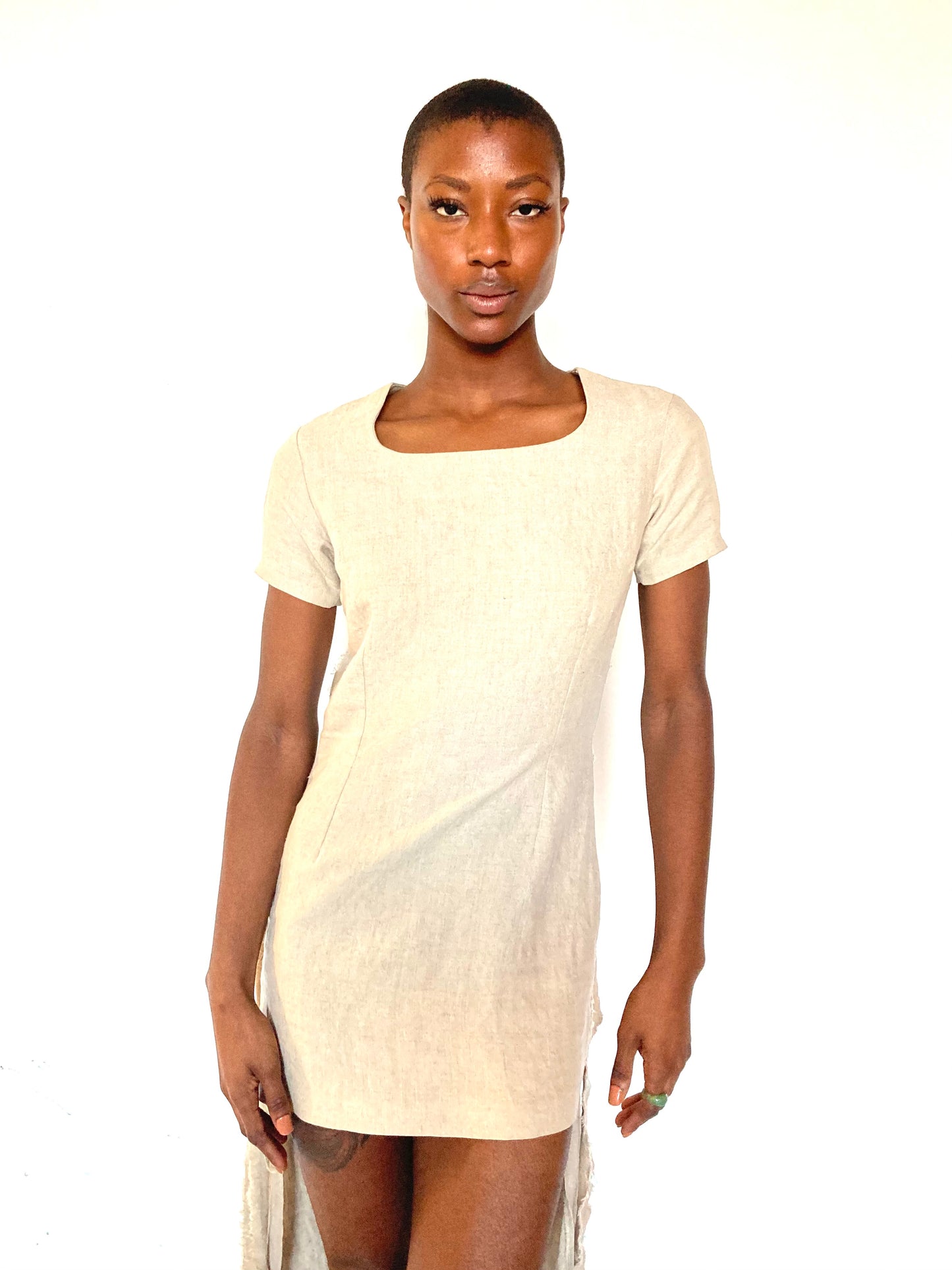 KNG13 || FEMME - LATTICE WORK "NOVEN" DRESS || 100% LINEN